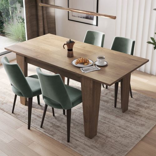 Tavolo Allungabile Marrone Noce Allungabile Meccanismo Estensione Allunga Centrale 160x80x78h cm, Lunghezza Massima 160 cm - Pizzoli