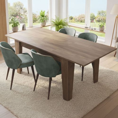 Tavolo Allungabile Marrone Noce Allungabile Meccanismo Estensione Allunga Centrale 200x88x78h cm, Lunghezza Massima 200 cm - Salmour