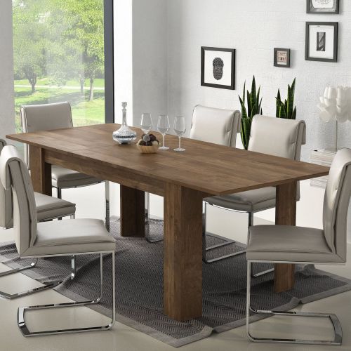 Tavolo Allungabile Marrone Noce Allungabile Meccanismo Estensione Allunga Centrale 220x90x75h cm, Lunghezza Massima 220 cm - Campora