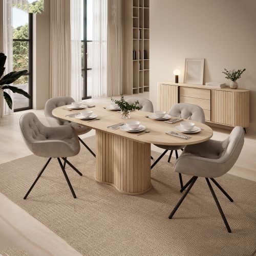 Tavolo Allungabile Marrone Rovere 8 Posti Allungabile 180x90x76h cm, Meccanismo Estensione Allunga Centrale - Kasota