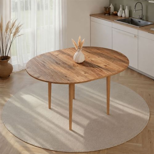 Tavolo Allungabile Marrone Rovere Nodi 6 Posti Allungabile 100x100x75h cm, Meccanismo Estensione Allunga Centrale - Bee