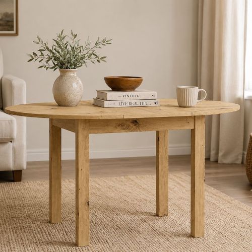 Tavolo Allungabile Marrone Rovere Nodi 6 Posti Allungabile 100x80x76h cm, Meccanismo Estensione Allunga Centrale - Liriteda