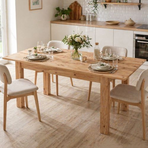 Tavolo Allungabile Marrone Rovere Nodi 8 Posti Allungabile 120x80x76h cm, - Marudo