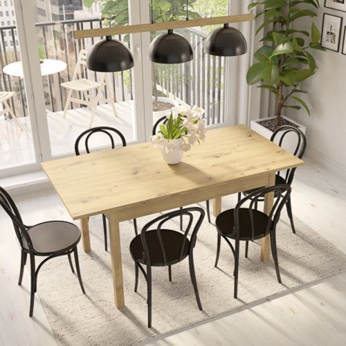 Tavolo Allungabile Marrone Rovere Nodi 8 Posti Allungabile 120x80x76h cm, Meccanismo Estensione Allunga Centrale - Lirelaba