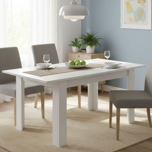 Tavolo allungabile moderno 6-8 posti 140-190x90cm bianco lucido - Dencio