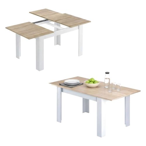 Tavolo allungabile moderno 6-8 posti 140-190x90cm rovere e bianco - Abudula