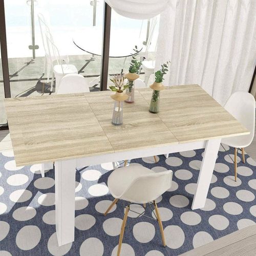 Tavolo allungabile moderno 6-8 posti 140-190x90cm rovere e bianco - Abudula