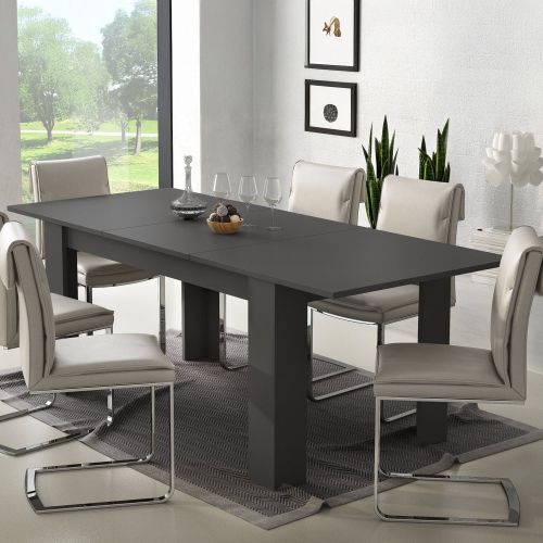 Tavolo Allungabile Nero Antracite Allungabile Meccanismo Estensione Allunga Centrale 220x90x75h cm, Lunghezza Massima 220 cm - Campora