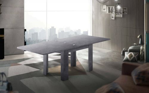 Tavolo allungabile Otto, Consolle ausiliare da cucina, Tavolo allungabile, 100% Made in Italy, cm 90x90h75, Ardesia