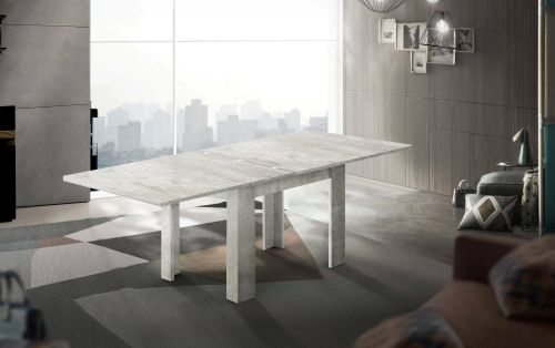 Tavolo allungabile Otto, Consolle ausiliare da cucina, Tavolo allungabile, 100% Made in Italy, cm 90x90h75, Cemento