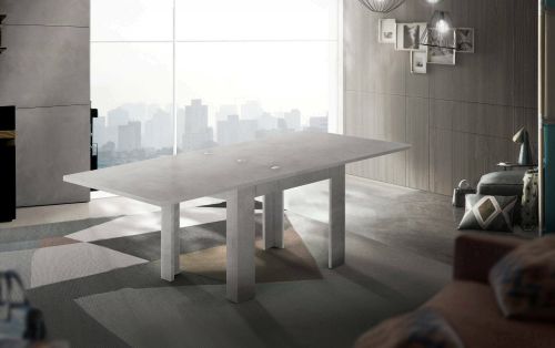 Tavolo allungabile Otto, Consolle ausiliare da cucina, Tavolo allungabile, 100% Made in Italy, cm 90x90h75, Grigio