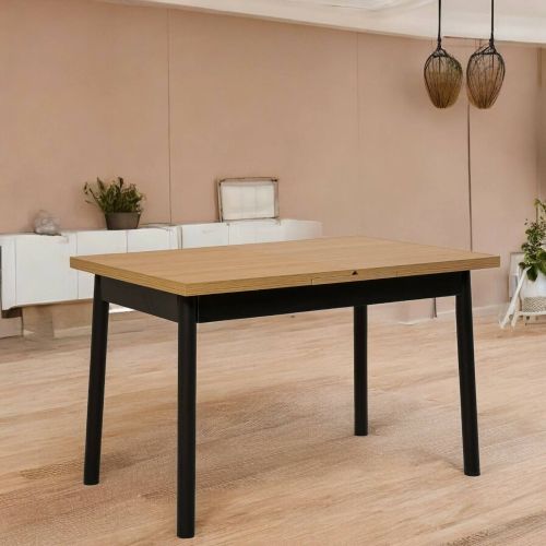 Tavolo allungabile Pherkad, Consolle con allunghe, Tavolo da pranzo multiuso, Ripiano estensibile da cucina, 153x75 h75 cm, Nero