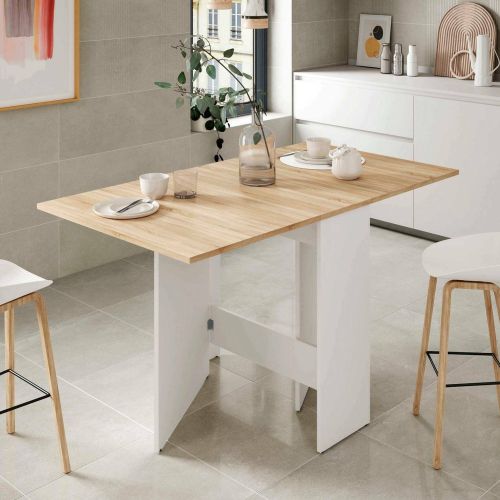 Tavolo allungabile piccolo 2-4 posti 31x77cm bianco e rovere - Arid