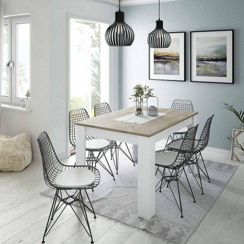 Tavolo allungabile pranzo 6-8 posti 140-190x90cm rovere grigio e bianco - Abudula