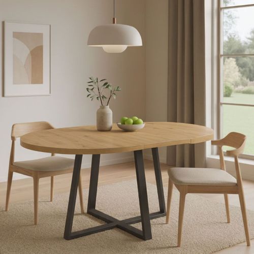 Tavolo allungabile rotondo salvaspazio 6-8 posti 110-158x110cm legno - Andia