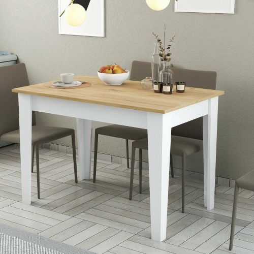 Tavolo classico rettangolare 6 posti bianco e quercia 110x72cm - Eupilio