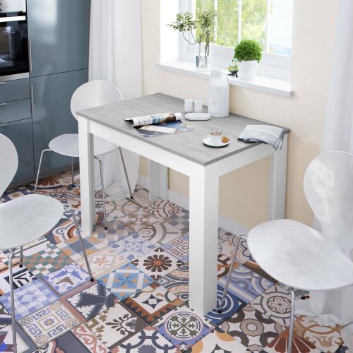 Tavolo cucina rettangolare 6 posti bianco e cemento 109x67cm - Anat