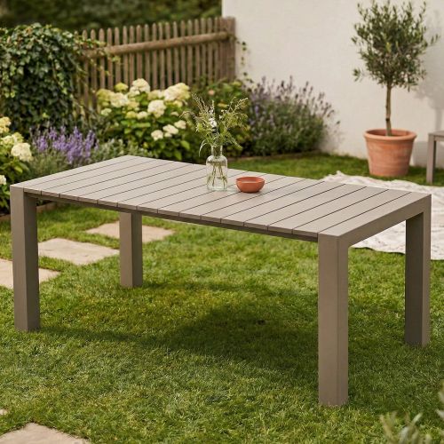 Tavolo da esterno allungabile 6-8 posti 90-160x98cm tortora - Langsa