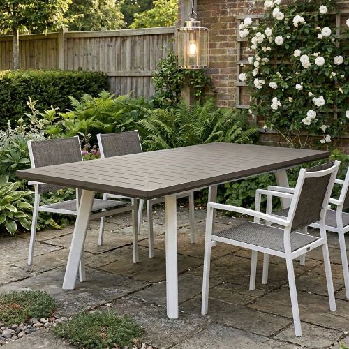 Tavolo da esterno allungabile 8-10 posti 162-241x100cm bianco e grigio scuro - Penticton
