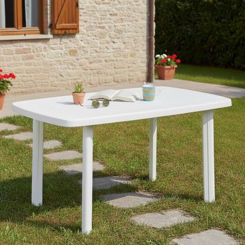 Tavolo da Esterno Bianco 6 Posti Tavolo Tavolo da Esterno Fisso 137x85x72h cm, Lunghezza Massima 137 cm Made in Italy - Greggs