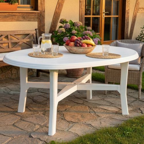 Tavolo da Esterno Bianco 6 Posti Tavolo Tavolo da Esterno Fisso 165x110x72h cm, Lunghezza Massima 165 cm Made in Italy - Simmsville