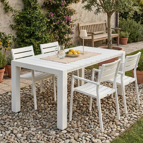 Tavolo da esterno Langsa, 98x75 h90 cm, Bianco