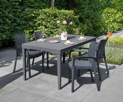 Tavolo da esterno Lappano, Base per picnic, Piano da pranzo da giardino, Banco outdoor multiuso, 160x90 h74 cm, Antracite