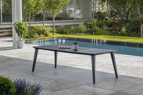 Tavolo da esterno Lezzeno, Base per picnic, Piano da pranzo da giardino, Banco outdoor multiuso, 235x98 h74 cm, Antracite