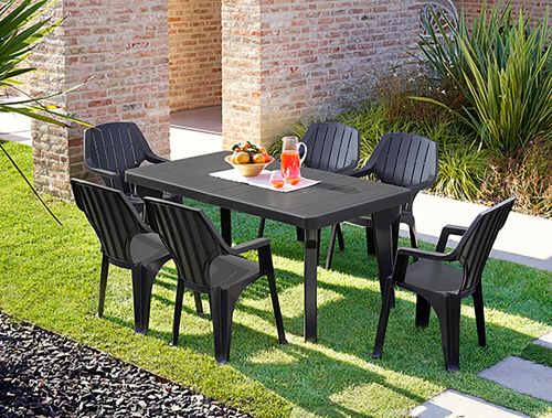 Tavolo da esterno Mercurio, Tavolo rettangolare, Tavolo allungabile da giardino o da bar, 100% Made in Italy, 160-220x90h74 cm, Antracite