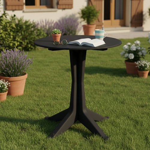 Tavolo da Esterno Nero Antracite 2 Posti Lunghezza Massima 70 cm 70x70x72h cm, Finitura Effetto Liscio Made in Italy - Trimble