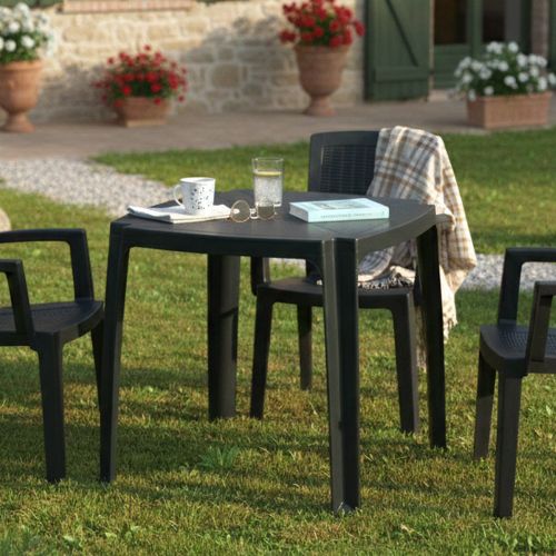 Tavolo da Esterno Nero Antracite 4 Posti Lunghezza Massima 75 cm 75x75x72h cm, Finitura Effetto Liscio Made in Italy - Smithport