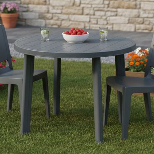 Tavolo da Esterno Nero Antracite 4 Posti Lunghezza Massima 90 cm 90x90x72h cm, Finitura Effetto Quadrettato Made in Italy - Brooksdale