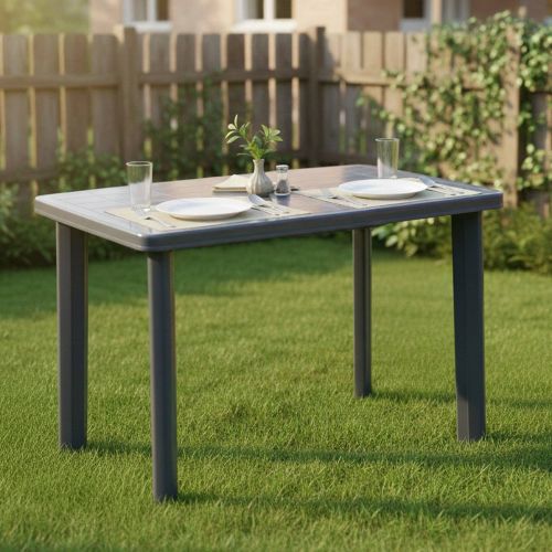 Tavolo da Esterno Nero Antracite 6 Posti Lunghezza Massima 101 cm 101x68x72h cm, Finitura Effetto Liscio Made in Italy - Pinedale