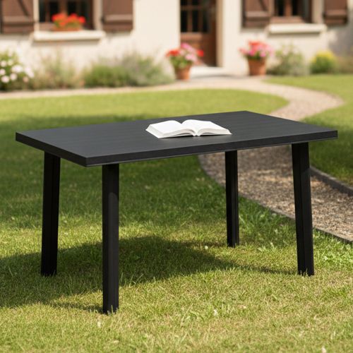 Tavolo da Esterno Nero Antracite 6 Posti Lunghezza Massima 126 cm 126x76x72h cm, Finitura Effetto Liscio Made in Italy - Ozello