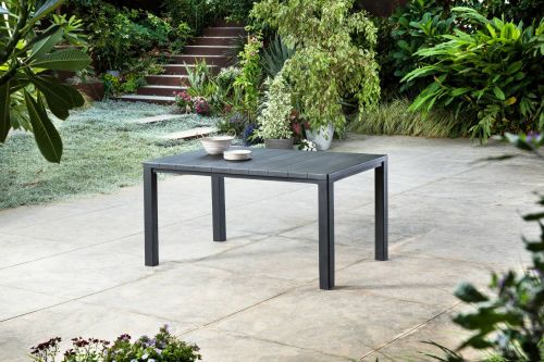 Tavolo da esterno Quiliano, Base per picnic, Piano da pranzo da giardino, Banco outdoor multiuso, 147x90 h75 cm, Antracite