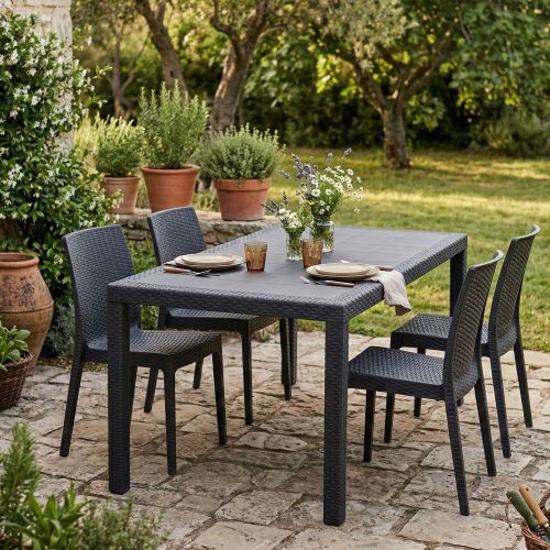Tavolo da esterno resistente 10 posti 150x90cm antracite - Ariana