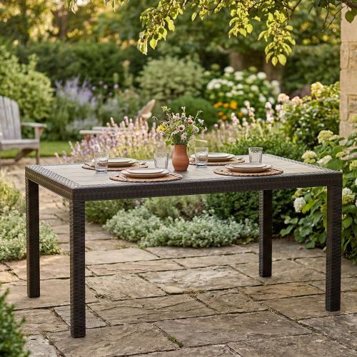 Tavolo da esterno rettangolare 10 posti 150x90cm antracite - Adila