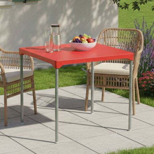 Tavolo da Esterno Rosso 4 Posti Tavolo Tavolo Fisso Quadrato 75x75x72h cm, Lunghezza Massima 75 cm Made in Italy - Brownstown