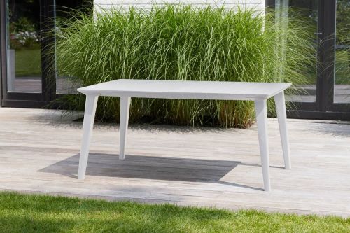 Tavolo da esterno Secondo, Base per picnic, Piano da pranzo da giardino, Banco outdoor multiuso, 157x98 h74 cm, Bianco