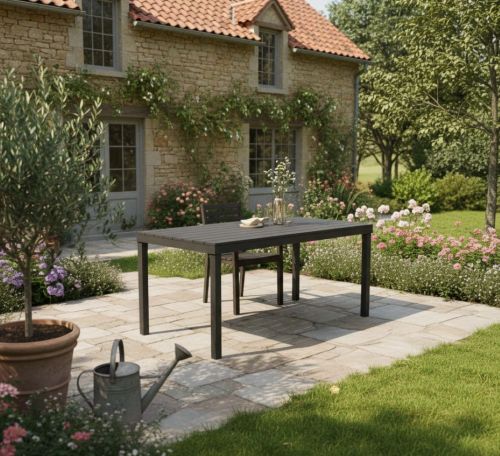 Tavolo da esterno Vasto, Tavolo rettangolare da pranzo, Tavolo da giardino indoor e outdoor multiuso, 100% Made in Italy, 138x78h72 cm, Antracite