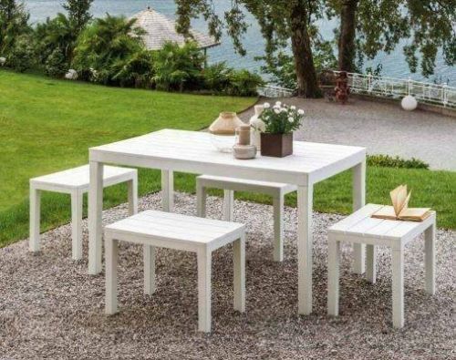 Tavolo da esterno Vasto, Tavolo rettangolare da pranzo, Tavolo da giardino indoor e outdoor multiuso, 100% Made in Italy, 138x78h72 cm, Bianco