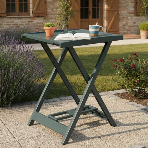 Tavolo da Esterno Verde 2 Posti Tavolo Tavolo da Esterno Fisso 60x47x65h cm, Lunghezza Massima 50 cm Made in Italy - Ohatchee