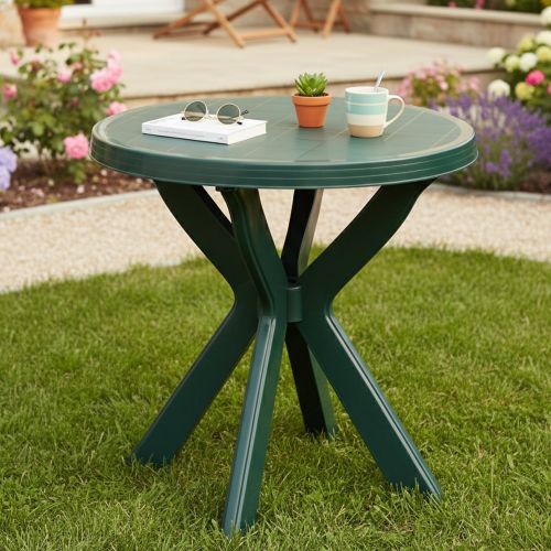 Tavolo da Esterno Verde 2 Posti Tavolo Tavolo Rotondo Fisso 70x70x72h cm, Lunghezza Massima 70 cm Made in Italy - Lorwood