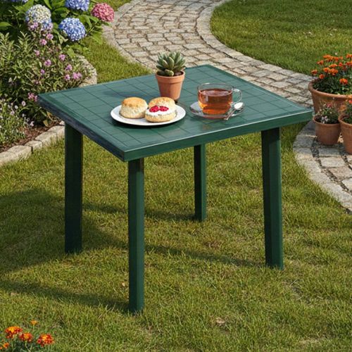 Tavolo da Esterno Verde 4 Posti Tavolo Tavolo da Esterno Fisso 80x75x72h cm, Lunghezza Massima 80 cm Made in Italy - Tessner