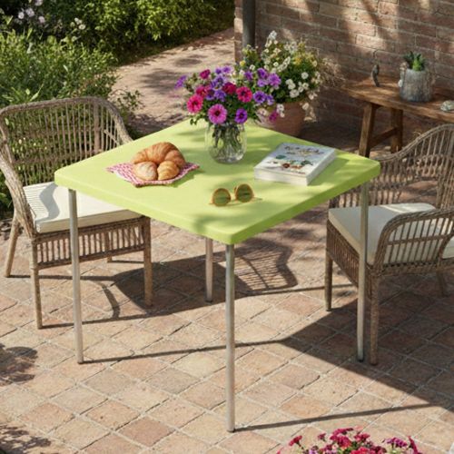 Tavolo da Esterno Verde 4 Posti Tavolo Tavolo Fisso Quadrato 75x75x72h cm, Lunghezza Massima 75 cm Made in Italy - Brownstown