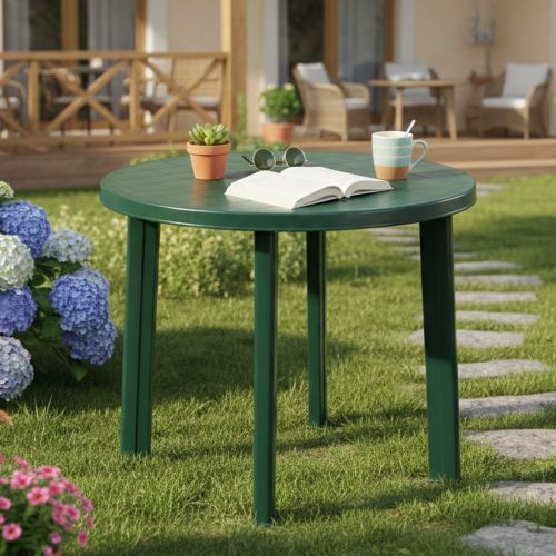 Tavolo da Esterno Verde 4 Posti Tavolo Tavolo Fisso Rotondo 90x90x72h cm, Lunghezza Massima 90 cm Made in Italy - Brooksdale