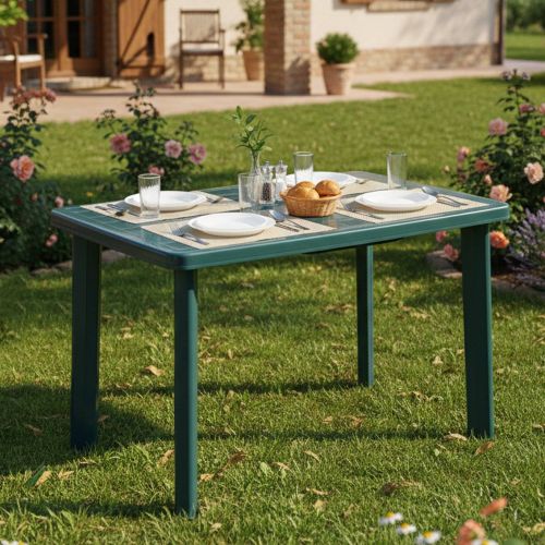 Tavolo da Esterno Verde 6 Posti Tavolo Tavolo da Esterno Rettangolare 101x68x72h cm, Lunghezza Massima 101 cm Made in Italy - Pinedale
