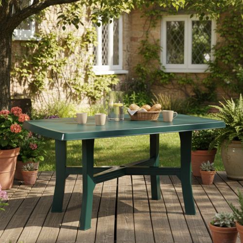 Tavolo da Esterno Verde 6 Posti Tavolo Tavolo Fisso Rettangolare 138x88x72h cm, Lunghezza Massima 138 cm Made in Italy - Raspberry