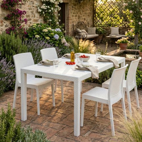 Tavolo da giardino 10 posti 150x90cm bianco - Ariana