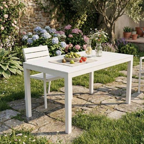 Tavolo da giardino 10 posti 80x138cm bianco - Asar